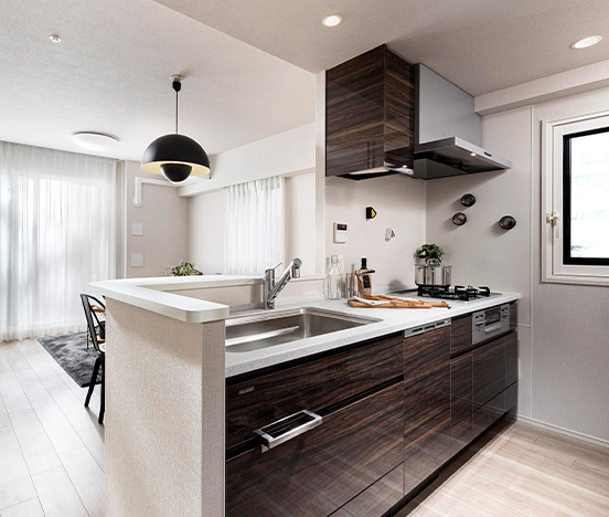 開放感あふれる対面キッチン