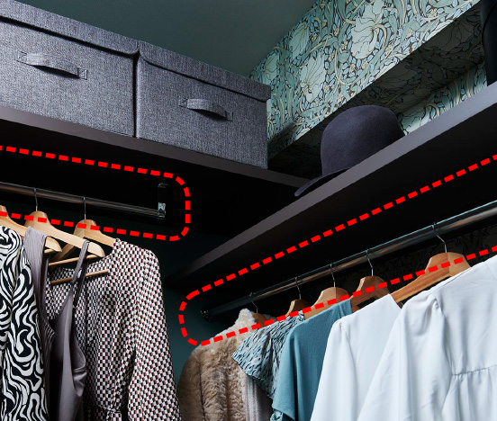 段差を設けて機能的ハンガーパイプ