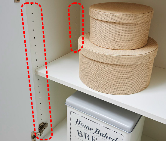 棚のアレンジしやすいピッチの細かい可動棚