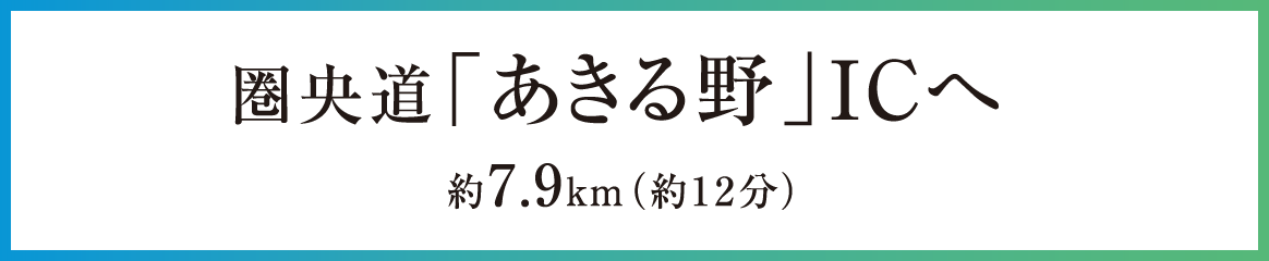 圏央道「あきる野」I.Cへ　約7.9km（約12分）