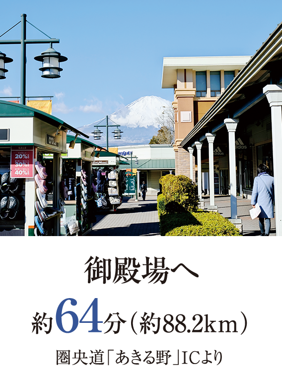 御殿場へ約64分（約88.2km）圏央道「あきる野」ICより