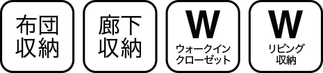 各居室に設けた大型収納