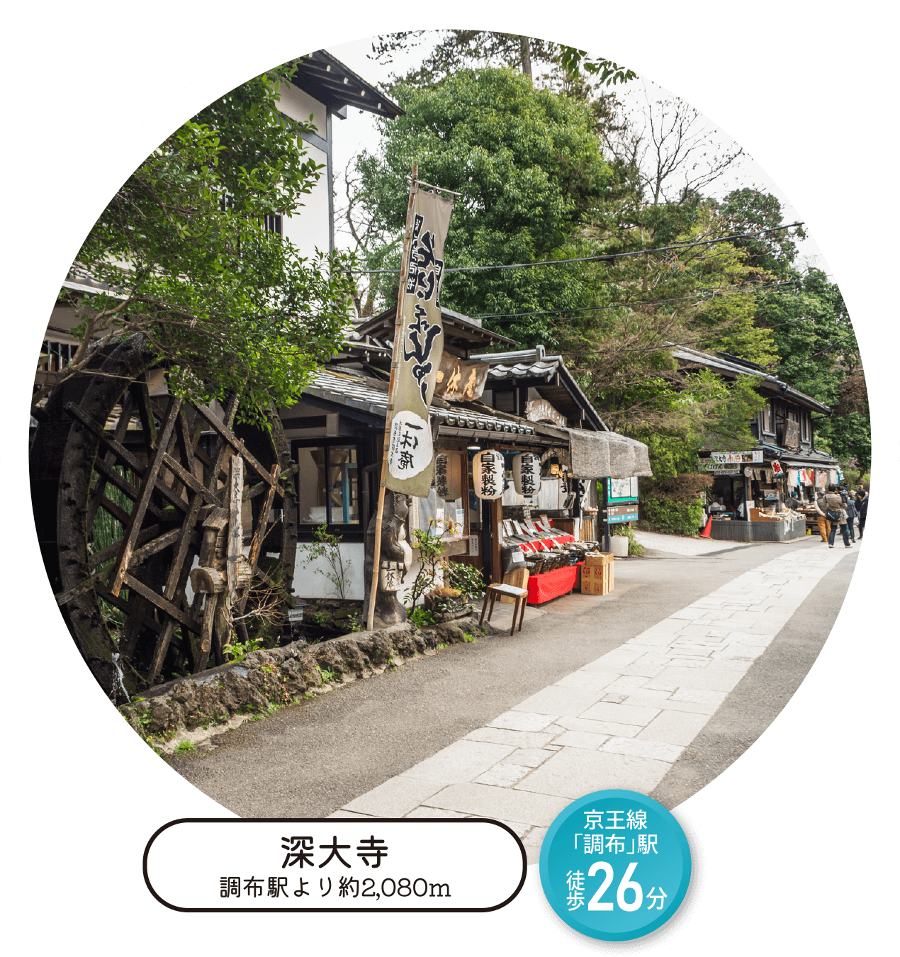 深大寺 調布駅より約2,080m 京王線「調布」駅 徒歩26分