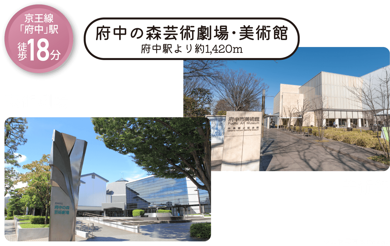 府中の森芸術劇場・美術館 府中駅より約1,420m 京王線「府中」駅 徒歩18分