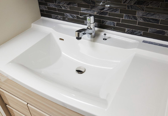 ボウル一体型人造大理石カウンター