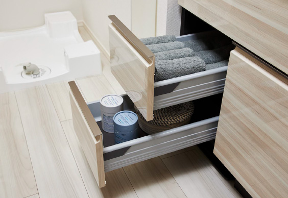 ブルモーション機能付きスライド収納