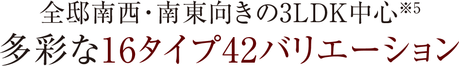 南向き・3LDK中心　多彩な16タイプ42バリエーション