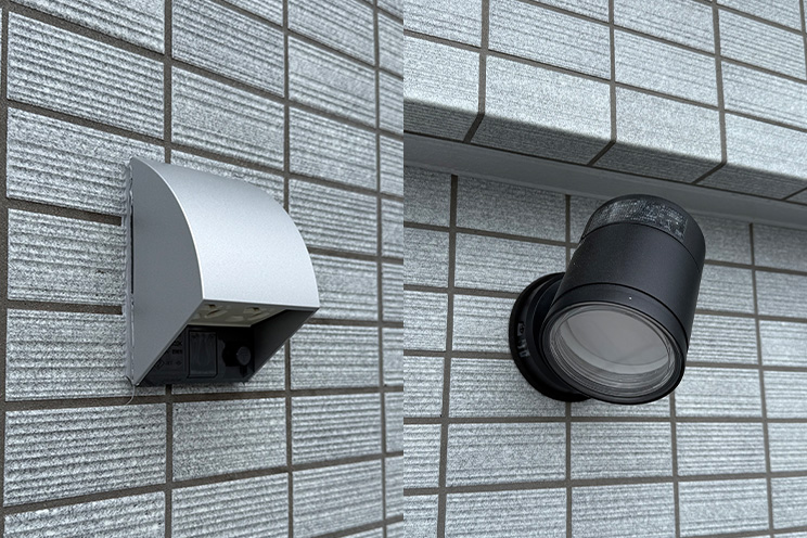 防水型アース付きコンセント＆ブラケット照明器具