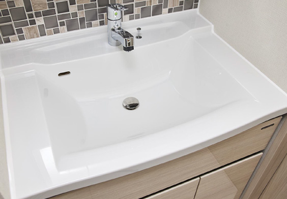 ボウル一体型人造大理石カウンター