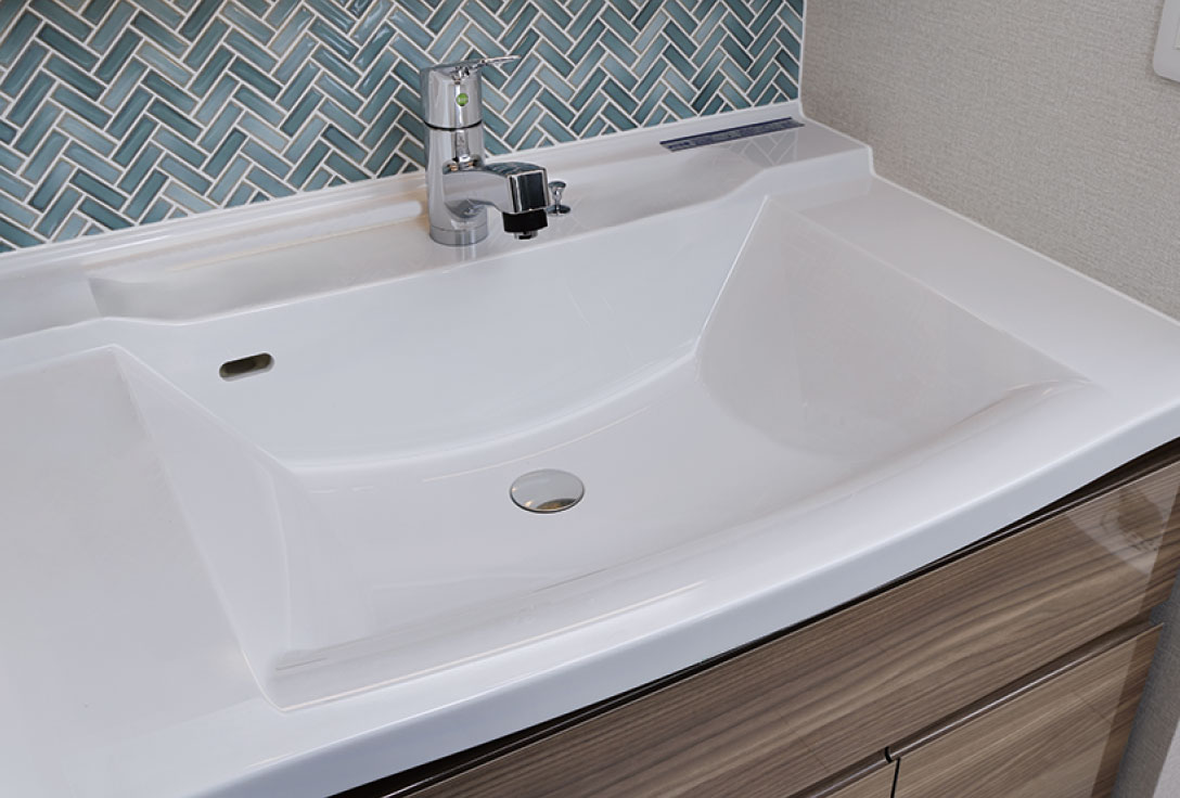 ボウル一体型人造大理石カウンター