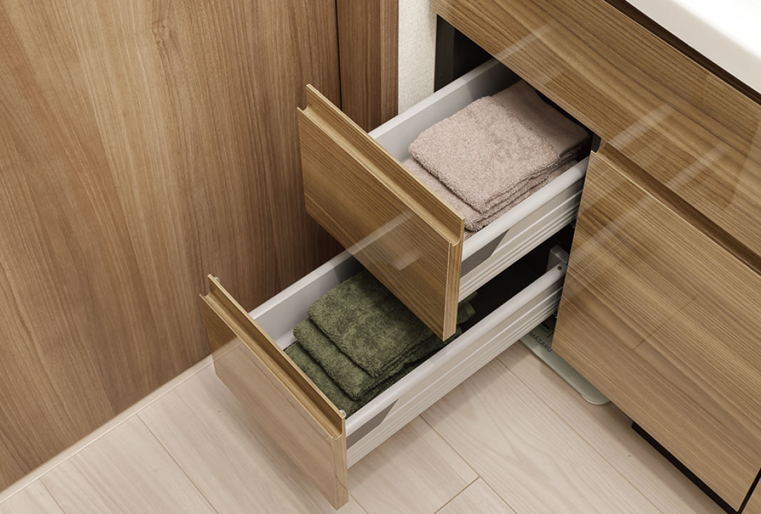 ブルモーション機能付きスライド収納